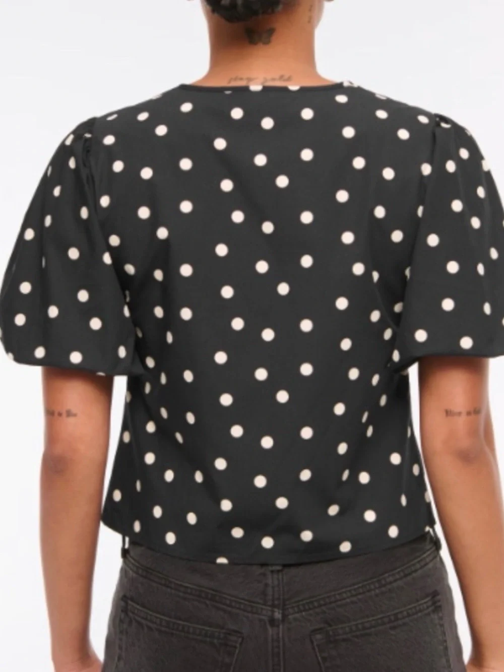 Abercrombie Polka Dot Tie-Front Blouse - Black/White